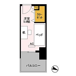 ロイヤルパークスER万代 ワンルームの間取図画像