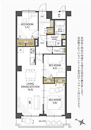 ダイアパレス女池上山 3LDKの間取図画像