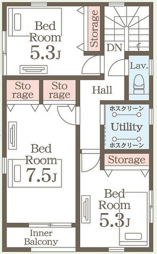 全部屋充分な収納スペースがあり、居室を無駄なく使えます。