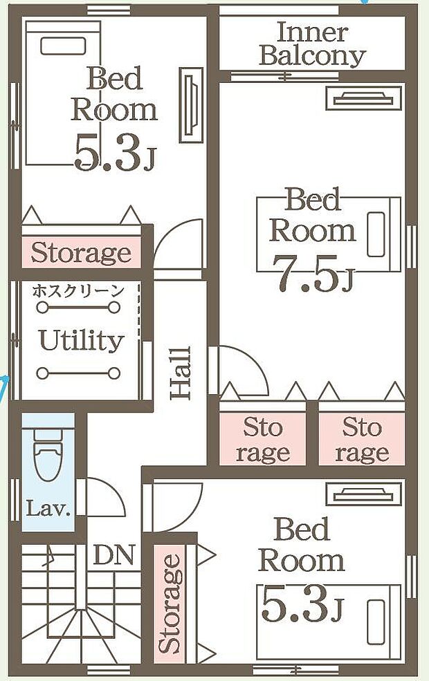 各部屋収納が充実、居室を無駄なく使えます。