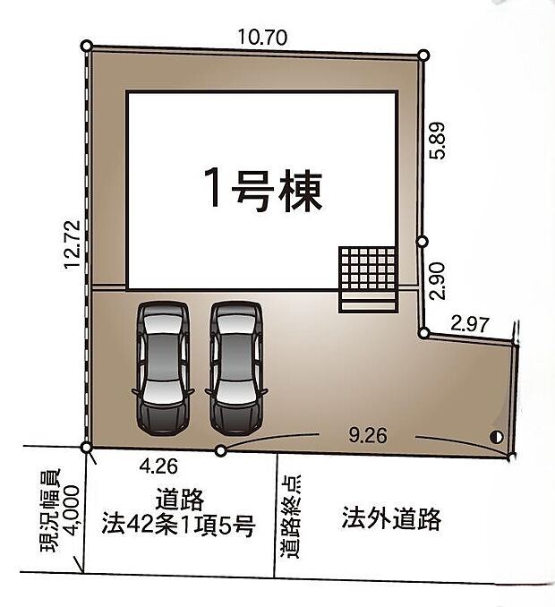 駐車場は並列駐車が可能です。