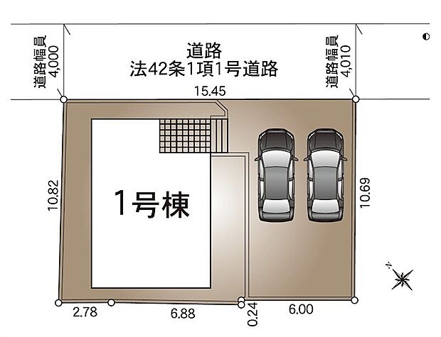 駐車場は2台分あり、車種により3台～