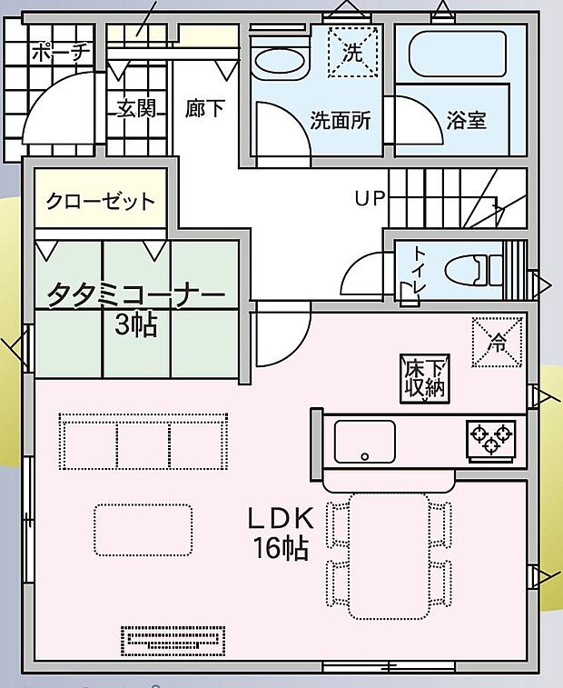 南向きの日当たりの良いリビング。