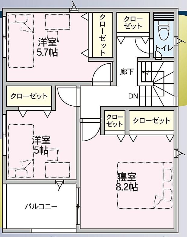 廊下にも物入があり、日用品もすっきり収納できます。