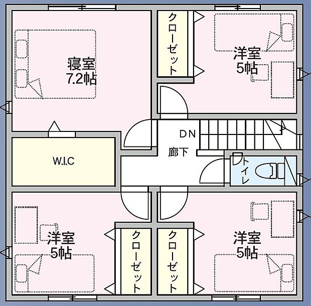 大人数でのご入居でも快適な個室4部屋。