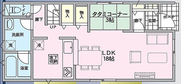 リビング横には来客や休憩に便利な畳コーナー。