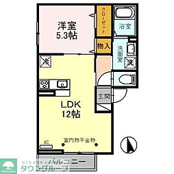 愛宕ビューハイツ　3 2階1LDKの間取り