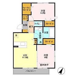 カーサ・ドマーニ　Ｃ 3階2LDKの間取り