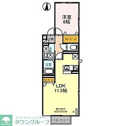 プレミール　Ｃ 2階1LDKの間取り