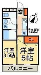 カンピエーレ 2階2Kの間取り