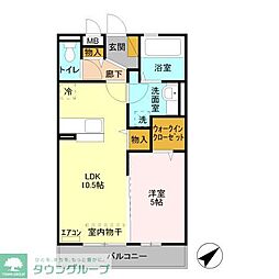 プレ・ド・ラ・ガールせんげん台 2階1LDKの間取り
