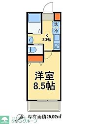 つくばエクスプレス 南流山駅 徒歩15分の賃貸アパート 1階1Kの間取り