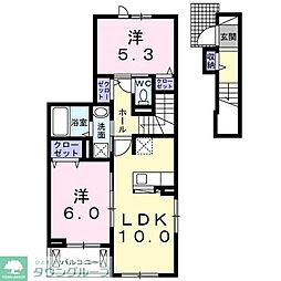 フォートクレジデンス 2階2LDKの間取り