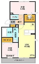 アドニス・ハイム 1階2LDKの間取り