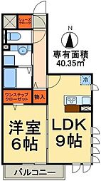 メルヴェーユ三郷中央A 1LDKの間取図画像