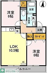 ヴィラ　弐番館 2階2LDKの間取り