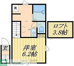 ルアナ 2階1Kの間取り