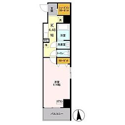 EXCEL KEIWA 5階1Kの間取り