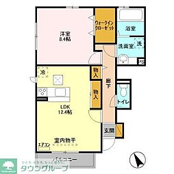 コスモ22 1階1LDKの間取り
