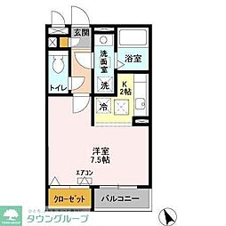 アプローズ馬橋 1階1Kの間取り