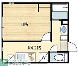 カシータ松戸 3階1Kの間取り