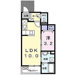 JR武蔵野線 吉川美南駅 徒歩25分の賃貸アパート 1階1LDKの間取り