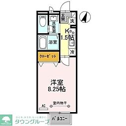 グランモア　I 2階1Kの間取り