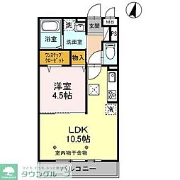 ロータス草加　II 1階1LDKの間取り
