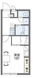 レオパレスコージーコート 2階1Kの間取り