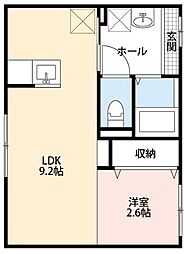 ウィザース 1階1LDKの間取り