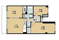 ビューラー千間台 3階3LDKの間取り