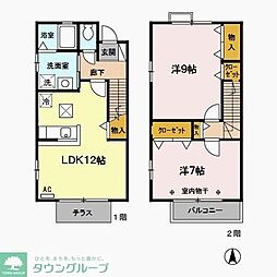 サンハイム中川II 1階2LDKの間取り