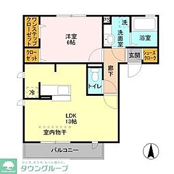 インペリアル・レイク　I 2階1LDKの間取り