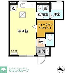 エスタシオン 1階ワンルームの間取り