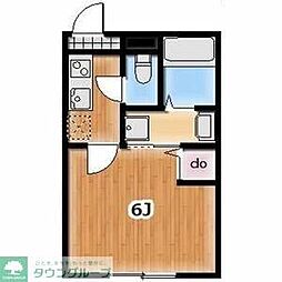 セカンドステージ袋山 2階1Kの間取り