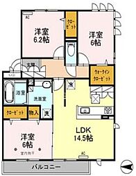 ロイジェントパークスレイクタウンIII　Ｎ棟 1階3LDKの間取り
