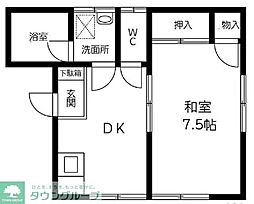 ナガオハイツ 2階1DKの間取り