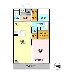 レーヴ 3階1LDKの間取り