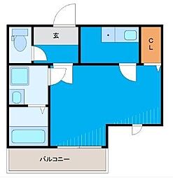リバーパーク三郷 2階1Kの間取り