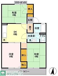マツヤハイツ　II 203 2階3DKの間取り