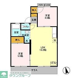 ハイム南流山　Ａ 1階2LDKの間取り