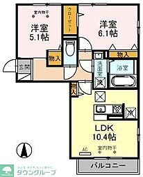 ゼルコバ2 2LDKの間取図画像