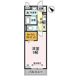 グランモア3 1Kの間取図画像