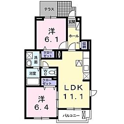 シャンテロゼ 2LDKの間取図画像