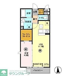 メルヴェーユ三郷中央C 1LDKの間取図画像