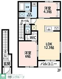 リーブルファイン草加両新田II 2LDKの間取図画像
