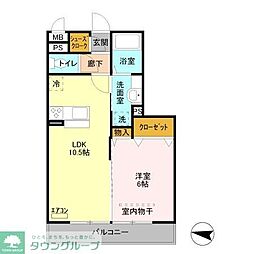 レーヴ 1LDKの間取図画像