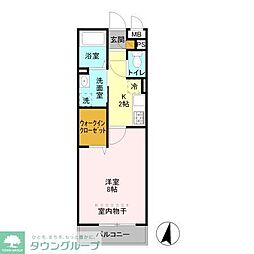スカイメゾン草加 1Kの間取図画像