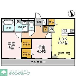 プランドール蒲生南町2 2LDKの間取図画像