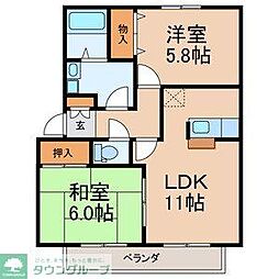 シャンスC棟 2LDKの間取図画像